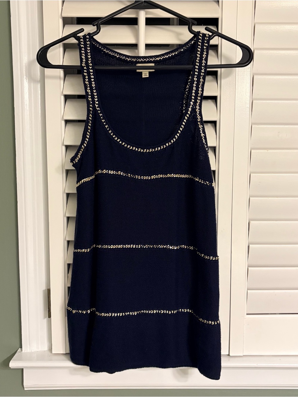 Daniel Cremieux Navy Knit Tank with Metallic Trim